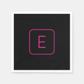 Modern gestyltes Anfangsmonogramm | Rosa und Schwa Serviette (Vorderseite)