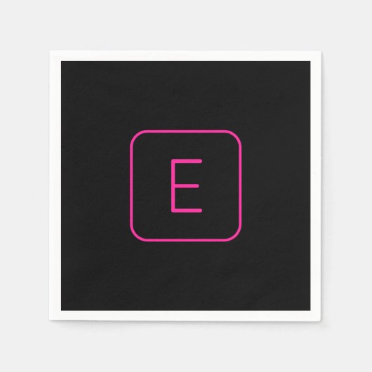 Modern gestyltes Anfangsmonogramm | Rosa und Schwa Serviette (Vorderseite)