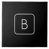 Modern gestyltes Anfangsmonogramm | Weiß und Schwa Fliese (Vorderseite)