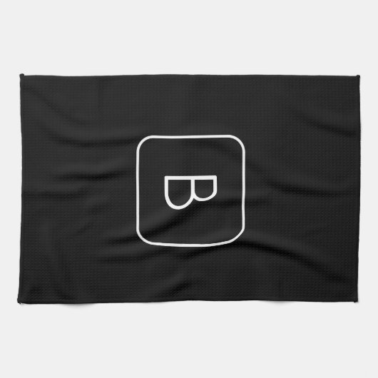 Modern gestyltes Anfangsmonogramm | Weiß und Schwa Geschirrtuch (Horizontal)