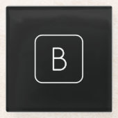 Modern gestyltes Anfangsmonogramm | Weiß und Schwa Glasuntersetzer (Vorderseite)