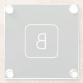 Modern gestyltes Anfangsmonogramm | Weiß und Schwa Glasuntersetzer (Rückseite)