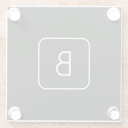 Modern gestyltes Anfangsmonogramm | Weiß und Schwa Glasuntersetzer (Rückseite)