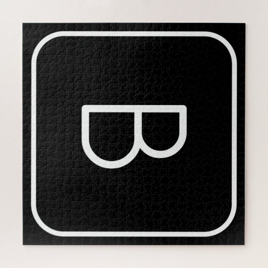 Modern gestyltes Anfangsmonogramm | Weiß und Schwa Puzzle (Horizontal)