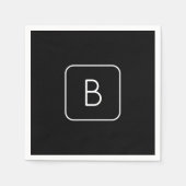 Modern gestyltes Anfangsmonogramm | Weiß und Schwa Serviette (Vorderseite)