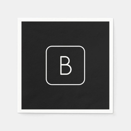 Modern gestyltes Anfangsmonogramm | Weiß und Schwa Serviette (Vorderseite)