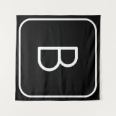 Modern gestyltes Anfangsmonogramm | Weiß und Schwa Wandteppich (Vorderseite (Horizontal))