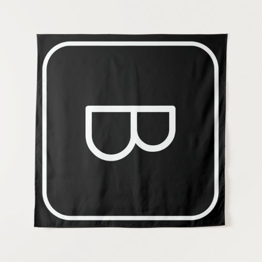 Modern gestyltes Anfangsmonogramm | Weiß und Schwa Wandteppich (Vorderseite (Horizontal))