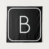 Modern gestyltes Anfangsmonogramm | Weiß und Schwa Wandteppich (Vorderseite)