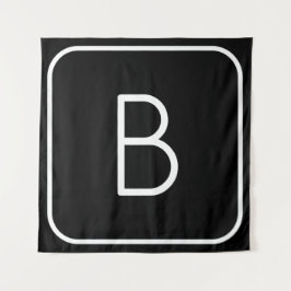 Modern gestyltes Anfangsmonogramm | Weiß und Schwa Wandteppich