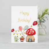 Modern gewachsene Pilze und Erdbeeren Folieneinladung (Stehend vorne)