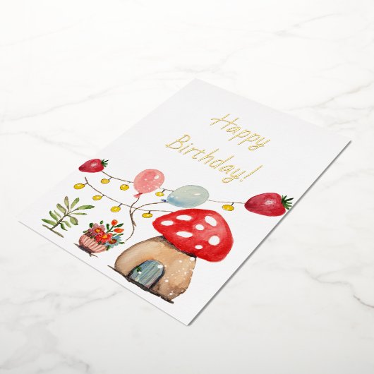 Modern gewachsene Pilze und Erdbeeren Folieneinladung (Gedreht)