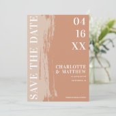 Modern gewagte Save the Date Terrakotta-Erdhochzei (Stehend Vorderseite)