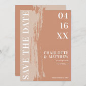 Modern gewagte Save the Date Terrakotta-Erdhochzei (Vorne/Hinten)