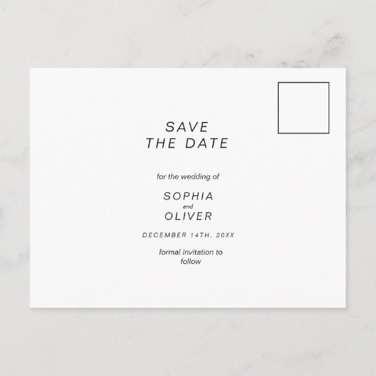 Modern gewagte Typografie Save the Date Postkarte (Rückseite)