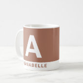Modern gewagter Farbblock Terrakotta personalisier Kaffeetasse (Vorderseite Links)