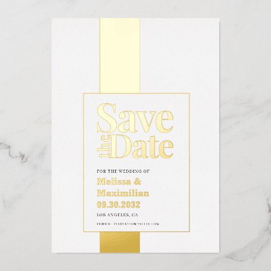 Modern gewagter Schwarz-weißer Rett Foil Einladung (Vorderseite)