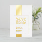 Modern gewagter Schwarz-weißer Rett Foil Einladung (Stehend vorne)