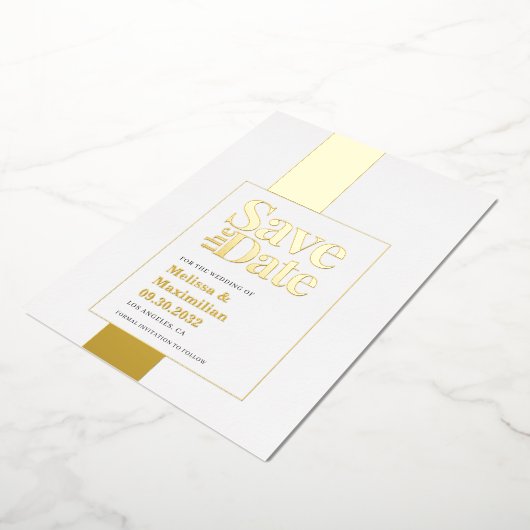 Modern gewagter Schwarz-weißer Rett Foil Einladung (Gedreht)