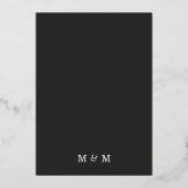 Modern gewagter Schwarz-weißer Rett Foil Einladung (Rückseite)