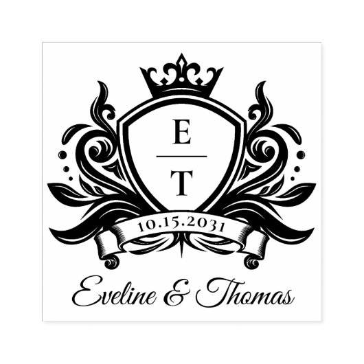 Modern gewagtes königliches Hochzeitlogo Gummistempel (Prägung)