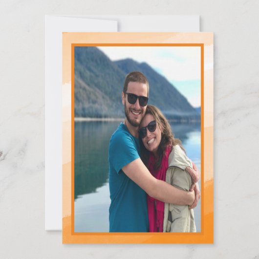 Modern gewagtes Orange Foto für Hochzeitsfeiern Einladung (Rückseite)