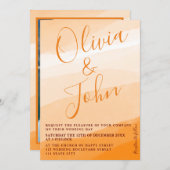 Modern gewagtes Orange Foto für Hochzeitsfeiern Einladung (Vorne/Hinten)