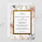 Modern gewellter, floraler Orchid-Goldrahmen Einladung (Vorderseite)