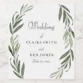 Modern gewelltes grünes Leaf Hochzeitsweinlabel Weinetikett (Einzelnes Label)