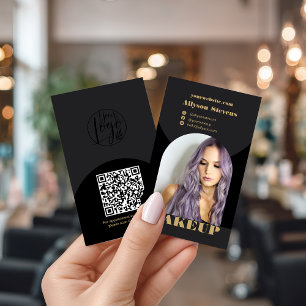Modern gewelltes, schwarzes Foto QR-Logo Visitenkarte