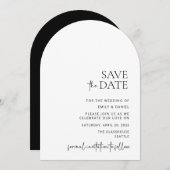 Modern, gewölbt, weiß und schwarz, Save the Date Einladung (Vorne/Hinten)