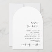 Modern, gewölbt, weiß und schwarz, Save the Date Einladung (Vorderseite)
