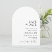 Modern, gewölbt, weiß und schwarz, Save the Date Einladung (Stehend Vorderseite)