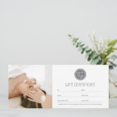 Modern Gift Certificate Custom Photos Logo Card (Stehend Vorderseite)