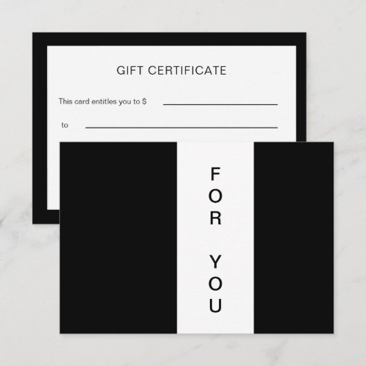Modern Gift Certificate Flat Card (Vorne/Hinten)