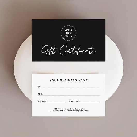Modern Gift Certificate | Logo Business Name Telefonnummerkarte