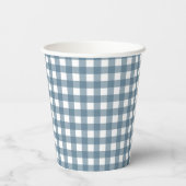 Modern Gingham Blue Construction 3rd Birthday  Pappbecher (Rückseite)