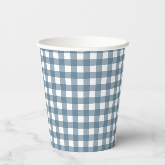 Modern Gingham Blue Construction 3rd Birthday Pappbecher (Rückseite)