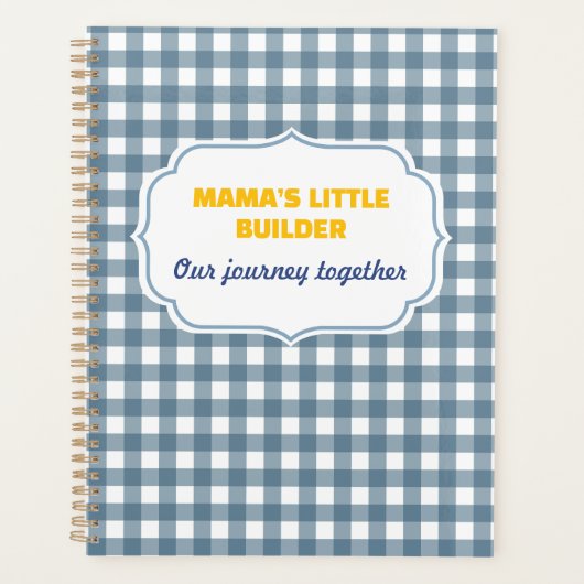 Modern Gingham Blue Mama's Little Builder Personal Planer (Vorderseite)