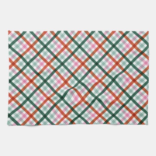 Modern Gingham Christmas Geschirrtuch (Horizontal)