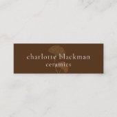 Modern Gingko Leaf QR Code Mini Brown Biz Card Visitenkarte (Vorderseite)