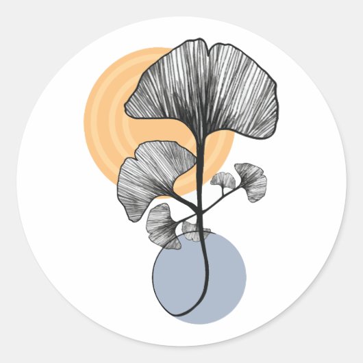 Modern Ginkgo Leaf Botanical Round Sticker (Vorderseite)