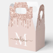 Modern Girl Blush Pink Rose Gold Glitzer Monogram Geschenkschachtel (Geöffnet)