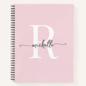 Modern Girl Blush Pink Script Monogram Name Notizblock (Vorderseite)