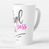 Modern Girl Boss Fun Typografie Pink Black Hearts Milchtasse (Rechte Ecke)