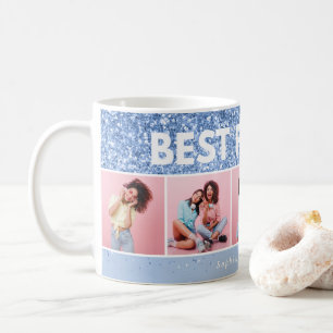 Modern Girl Foto Drehbuch Blau Glitzer Bestenfreun Kaffeetasse