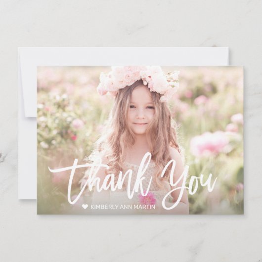 Modern Girl Foto Script Geburtstag Danke Karte (Vorderseite)
