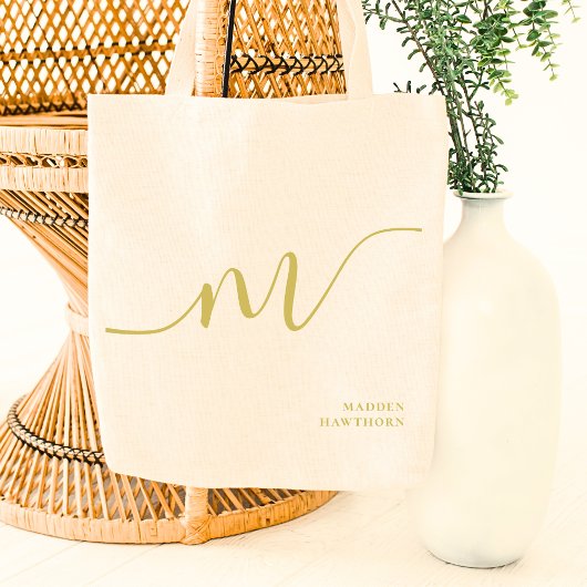 Modern Girl Monogram Script Calligraphy Gold Name Tragetasche