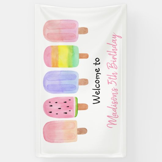 Modern Girl Popsicle Geburtstag Banner (Vertikal)