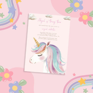 Modern Girl Unicorn Geburtstag Einladung